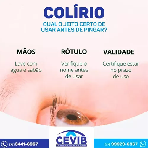 Cevib alerta para importância de usar colírios apenas com a prescrição adequada