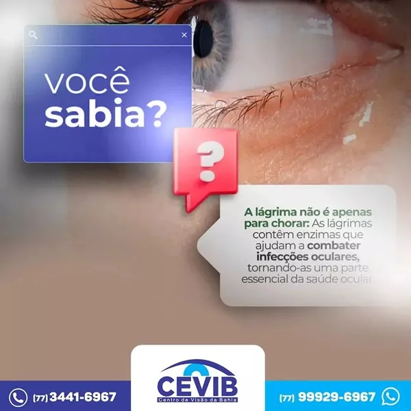 Cevib esclarece que lágrimas são essenciais para saúde ocular