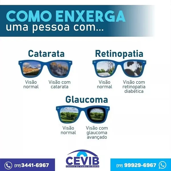 Cevib: Glaucoma, catarata e retinopatia diabética são problemas oculares que merecem atenção