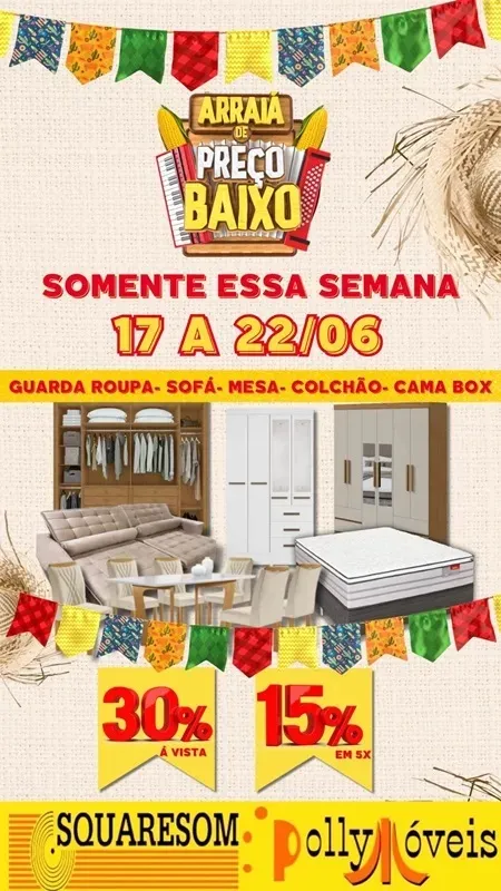 Squaresom e Polly Móveis com promoção de São João em Brumado